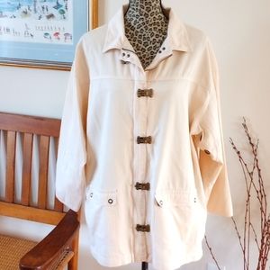 Vintage 1980s Mureli Ladies Cotton Utility Jacket Size:Large Color:Oatmeal